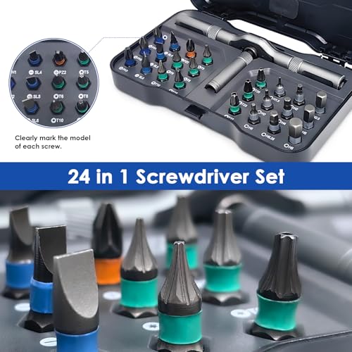 24 in 1 Magnetic Ratchet Screwdriver Set, Multi Precision Repair Tool Kits
