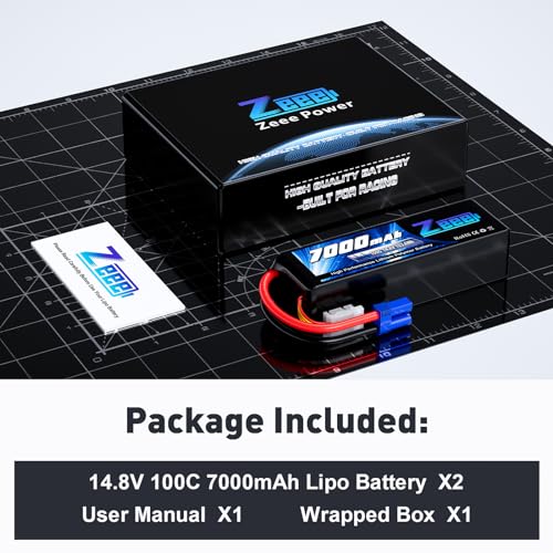 Zeee 4S Lipo Battery 7000mAh 14.8V 100C with EC5 Connector (2 Pack)