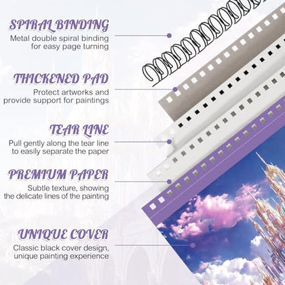 Prudiut Sketch Book 3 Pack, 8.5 × 11 in, Spiral Bound, Violet - color: Violet, size: 8.5 x 11inch(3 Pack)