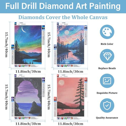 DOTSOPS 4 Pack Landscape Diamond Painting Kits Art Adults Painting Kit - color: Landscape A
