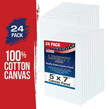 U.S. Art Supply 5 X 7 Inch Art Canvas Board Panels 24 Pack - 8 Ounce - size: 5" x 7"
