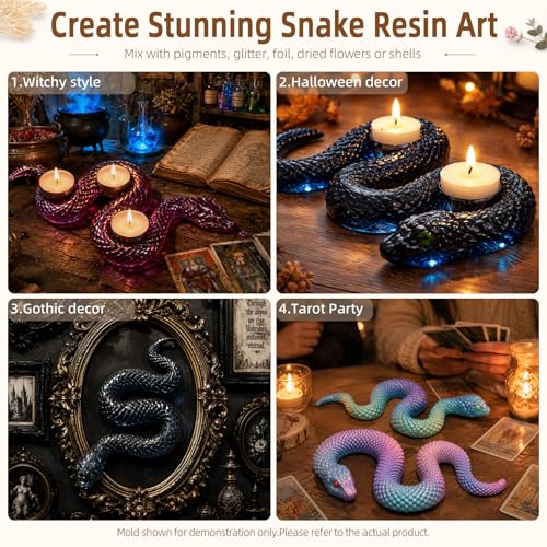 2Pcs Snake Silicone Molds Set, 3D Coiled Snake Epoxy Resin Casting Mold Set - color: 2Pcs Snake Resin Molds