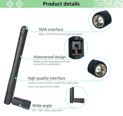 2.4GHz WiFi Antenna 3dBi SMA Male for Router, IP Camera, 2 Pack