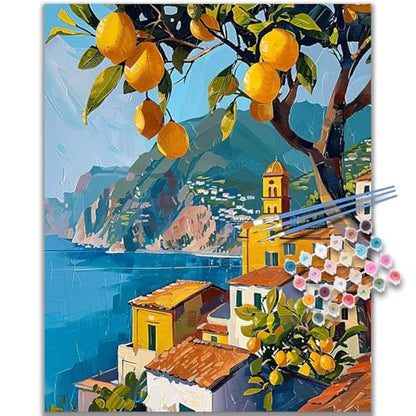 Kalonyth Lemon Tree Paint by Numbers Kit for Adults, 16x20 inch, No Framed - color: OP-US13