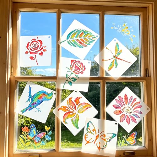80 PCS Small Botanical Stencils for Crafts Painting Reusable - size: 80 Pcs (3*3in)