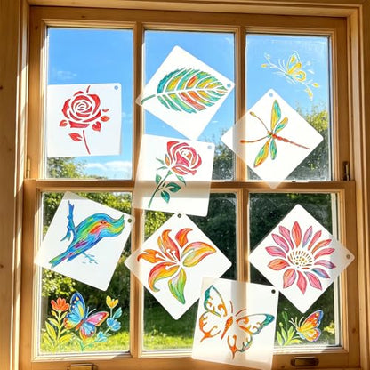 80 PCS Small Botanical Stencils for Crafts Painting Reusable - size: 80 Pcs (3*3in)