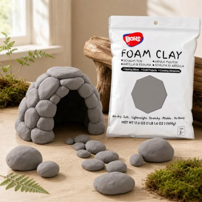 BOHS Foam Clay, Gray Air Dry Modeling Clay, 1.1 lb - color: Gray, size: 500 g