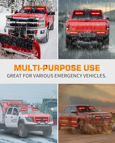 XRIDONSEN 2x 10.7 inch Red Emergency Lights 24 LED Strobe Light Bar - color: Red