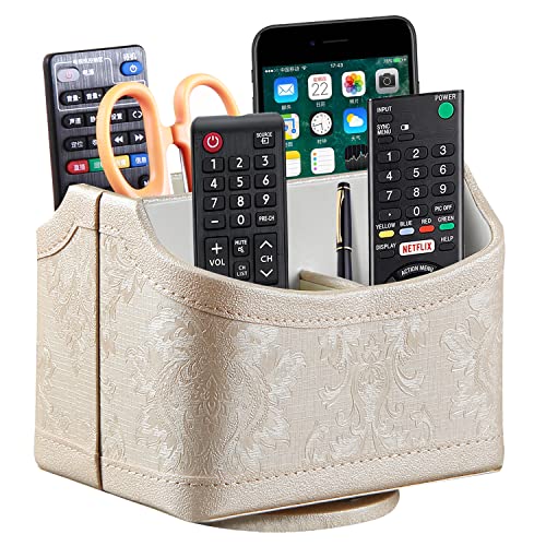 PU Leather 360° Rotatable Remote Control Holder,Nightstand TV Remote Caddy - color: 1 A Embroidery Flower