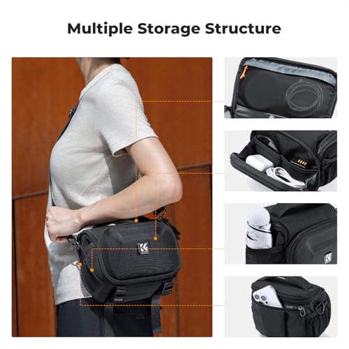 K&F CONCEPT Camera Shoulder Bag, Hardshell Camera Case with Tripod Holder - size: S