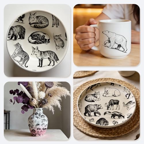 EVERJOYCRAFT 4pcs Underglaze Transfers for Pottery Animals Ceramic Decal - color: Forest Animals
