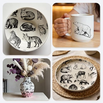 EVERJOYCRAFT 4pcs Underglaze Transfers for Pottery Animals Ceramic Decal - color: Forest Animals