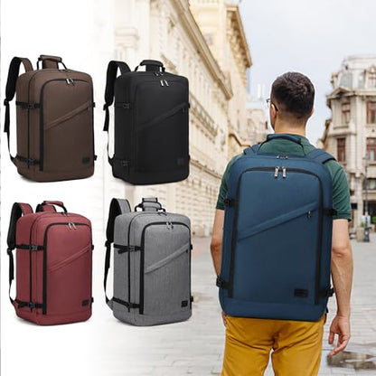Kono Travel Backpack Airline Approved Overhead Bin Personal Item Bag - color: Navy, size: Large