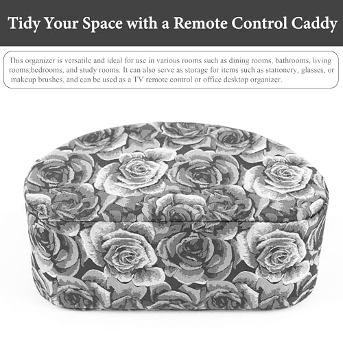 Remote Control Holder, PU Leather Remote Caddy Desktop Organizer with 5 Spacious Compartments for TV Remotes/Media Controllers/Office Supplies (1-3D Black Grey - color: 1-3D Black Grey