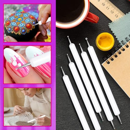 Ashmacdo 20 Pcs Dotting Tools for Painting,Ball Embossing Tool Tracing Stylus for Transfer Paper Drawing Nail Art - color: White
