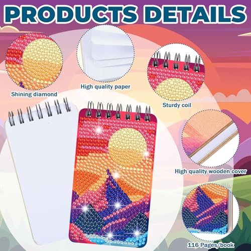 Fuyoooo 12 Pcs Landscape Diamond Art Notebook for Adults, 4.72 x 2.83 Inch - style: Landscape