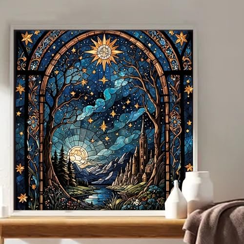 XIYOUVIGOR Magical Night Sky Stained Glass Window Diamond Art Kits - color: Magical Night Sky