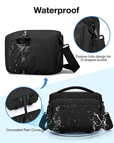 BAGSMART Camera Sling Bag with Tripod Holder & Rain Cover, Black - color: 01-Black