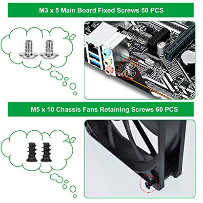 516Pcs Computer Screws Kit, M3 6-32 Motherboard Standoffs for SSD - color: 516 Pcs Silver PC Screw