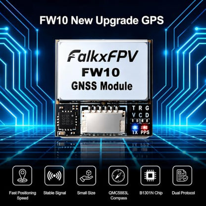 FW10 GPS Module with QMC5883L Compass, Upgraded 10th Generation Chip Dual Protocol Drone GPS, Fast Satellite Positioning for FPV Racing Drone Fixed-Wing