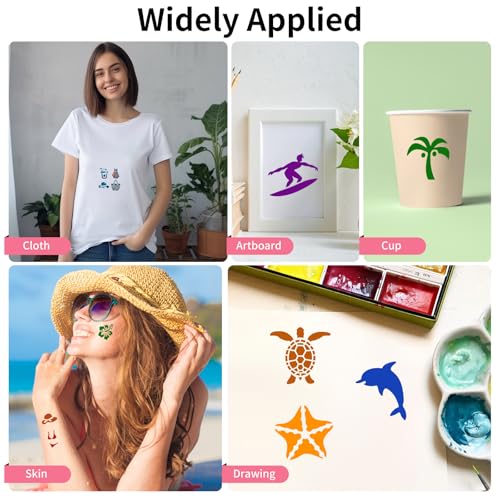100 Pcs Small Stencils for Painting on Wood 2 x 2 Inches(Summer) - color: Summer