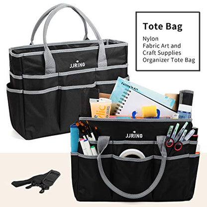 JJRING Large 600D Nylon Artist Organizer Tote Bag With 16 Pockets, Silver - color: Silver, size: Large