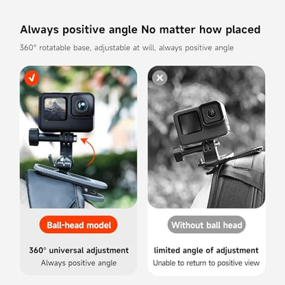 TELESIN 360° Swivel Ball-Head Backpack Clip Mount for Action Cameras - color: 360 Backpack Clip