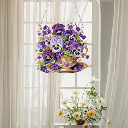 AIBOERL Diamond Art Kits for Adults, Pansy Acrylic Hanging Suncatcher - color: DP03571