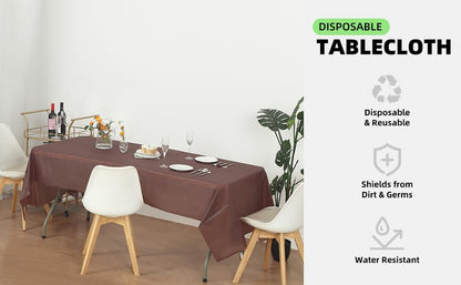 Evershine 3X Thicker Heavy Duty Plastic Table Covers Rectangle Tablecloth, Disposable Tablecloth 12 Pack Rectangle 54" X 108" Brown - color: Brown, size: 12 PACK Rectangle 54" X 108"