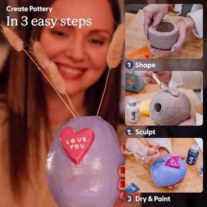 Sculpd Pottery Kit for Adults, Air Dry Clay with Tools, Gloss Glaze - style: Gloss Varnish