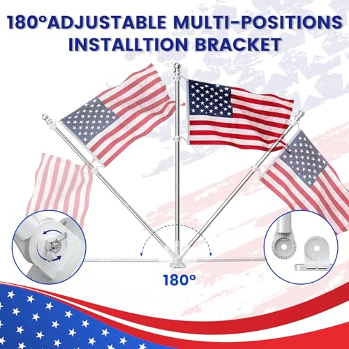 ZHULI 6 FT Flag Pole Kit 2 Pack, Flag Pole for Outside House with 180° Multi-Position Bracket, Rustproof Stainless Steel Flagpole with Tangle Free Spinning Flag Rings, for Outdoor Porch Residential - size: 6 FT - Sliver 2 Pack
