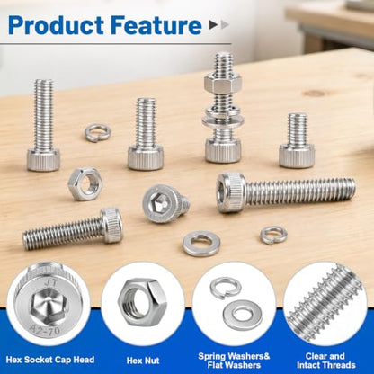 380PCS M5 Hex Socket Head Cap Screw Assortment Kit 304 Stainless Steel - size: SS M5 380PCS