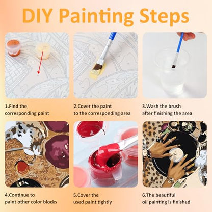 Mandun Leopard Paint by Numbers Kit for Adults, 3 Pack, 7.8x11.8 inch - color: 3 Pack Leopard