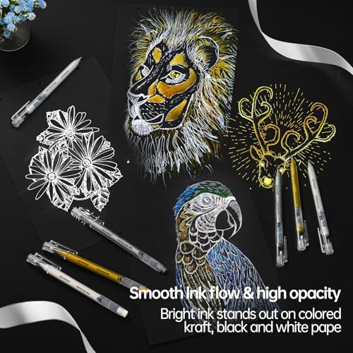 GETHPEN 3-Pack Silver Gel Pens, 0.6mm Fine Point Opaque Archival Ink Pens - size: 0.6 mm, style: 3 Pack Silver