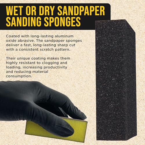 Dura-Gold 36 Grit 4-Sided Hand Sanding Block Sponges, 3.9" x 2.75" x 1" - style: 36 Grit