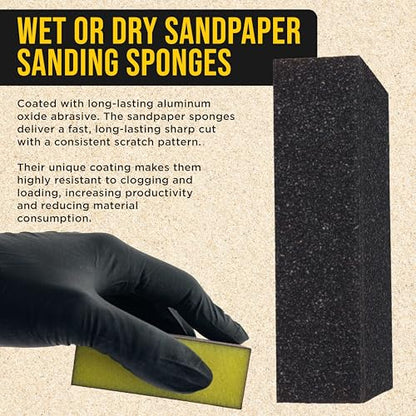 Dura-Gold 36 Grit 4-Sided Hand Sanding Block Sponges, 3.9" x 2.75" x 1" - style: 36 Grit