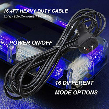 ASPL 48LED Roof Top Strobe Lights, High Visibility Emergency Safety Warning LED Mini Strobe Light bar with Magnetic Base for 12-24V Snow Plow, Trucks, Construction Vehicles (Blue/White) - color: Blue/White