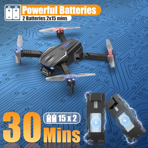 X-shop Drone with 1080P Camera for Kids Adults, Foldable RC Quadcopter with One Key Take Off/Land, Gesture Selfie, 3D Flip, 2 Batteries, Carrying Case, Toy Gift for Beginners