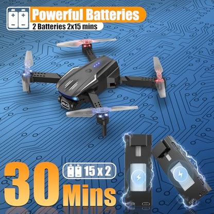 X-shop Drone with 1080P Camera for Kids Adults, Foldable RC Quadcopter with One Key Take Off/Land, Gesture Selfie, 3D Flip, 2 Batteries, Carrying Case, Toy Gift for Beginners