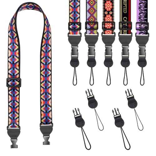 FIEIL Colorful Geometric Checkered Shoulder Strap, Adjustable Camera Strap with 2 Sets of Quick-Release Buckles, Comfortable Neck Strap for iPad, Tablet, Camera, Laptop, Binocular, Luggage Bag - color: Colorful Geometric Checkered