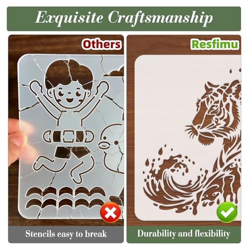 Animal Wave Stencils for Crafts Reusable 12Pcs Stencils(11.8X11.8 Inch) - color: Animal Wave