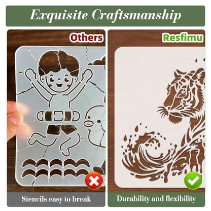 Animal Wave Stencils for Crafts Reusable 12Pcs Stencils(11.8X11.8 Inch) - color: Animal Wave