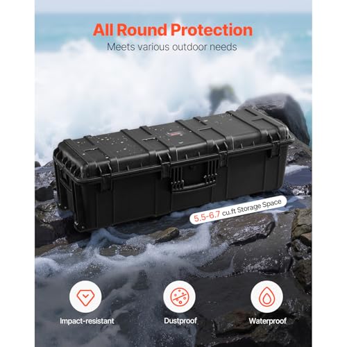 VEVOR Dry Box, Waterproof Hard Case with Pre-Cut Foam, 44 x 16 x 13.5inch - size: 112x41x34 cm
