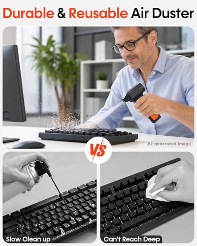 250000RPM Electric Air Duster for Keyboard: One Blow Clears Dust and Crumbs