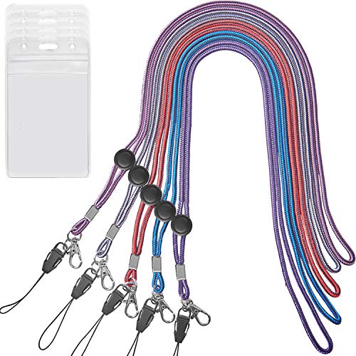 YOUOWO 5Pack Circular Lanyards Adjustable with Vertical ID Badge Holder - color: 5 Adjustable Lanyard With Badge Holder