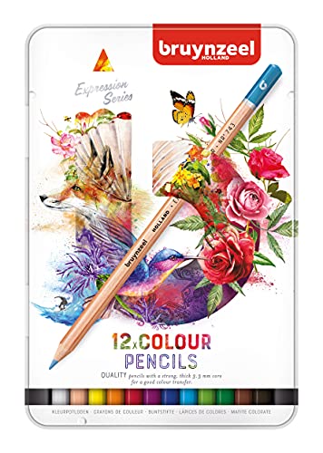 Bruynzeel Expression Colour Pencils Tin 12 (60312012) - size: 1 Count (Pack of 12)