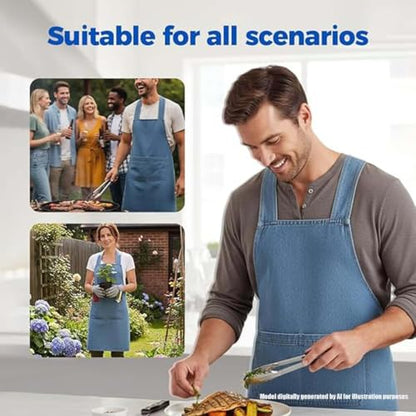 Adult Cross Back Apron, Stain Resistant Cotton Apron with Pockets ﻿ - color: B