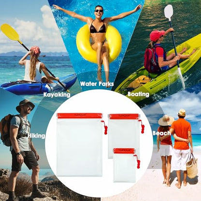 YUMQUA Waterproof Pouch Dry Bags Document Map Holder for Water Sport 3PACK - color: Red