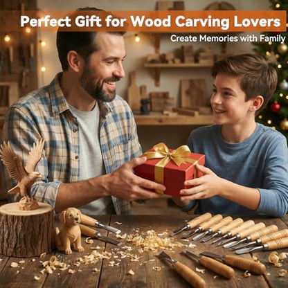 WAYCOM 24PCS Wood Knife Kit Set Wood Carving Kit,Professional Chisel Set, including Small, Middle, Large size (24PCS)