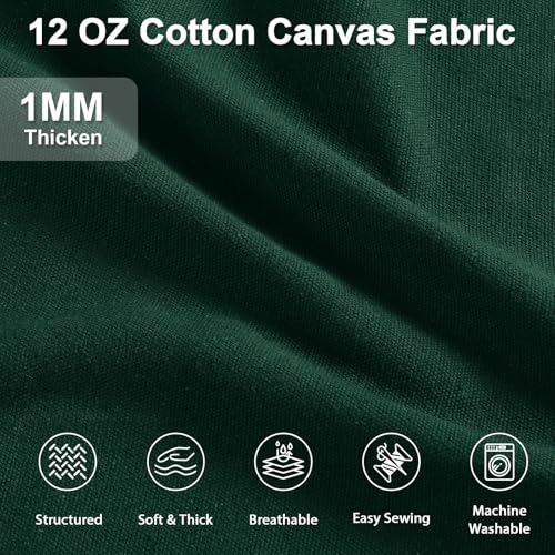 12oz Heavy Duty Canvas Fabric, 59" W Natural Cotton Duck Cloth 1 Yard - color: Pine Green, size: Pre Cut - 1 Yard